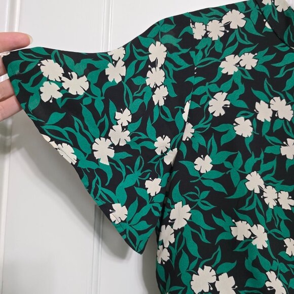 Green mixed floral blouson midi dress Ann Taylor size 0 - Picture 5 of 11